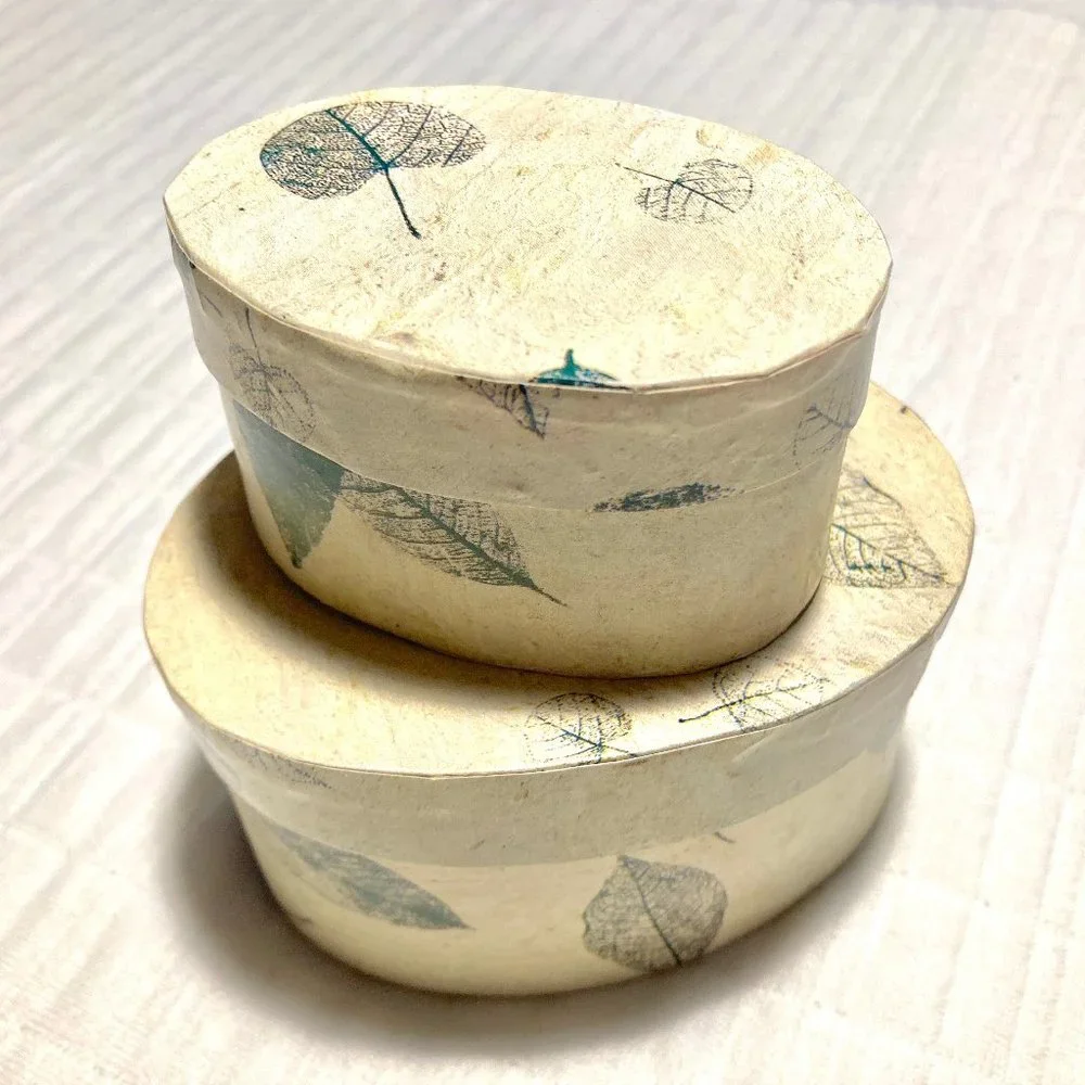 2 Handmade Oval Nesting Boxes with Lids